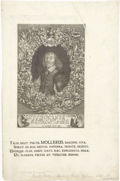 Engraving of the portrait of Barthold Moller, lawyer and mayor of Hamburg (1643-1667) by François Stuerhelt